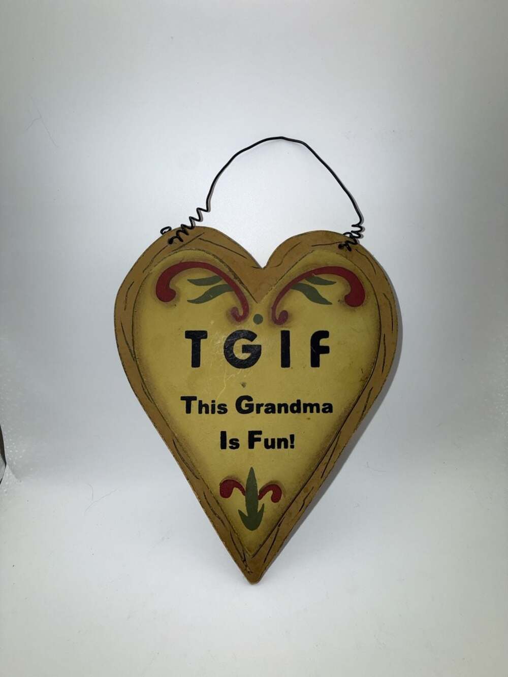 TGIF This Grandma Is Fun Heart Shaped Wall Hanging Sign Decor